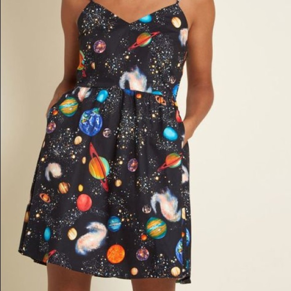 Modcloth Black Planet/Galaxy Dress